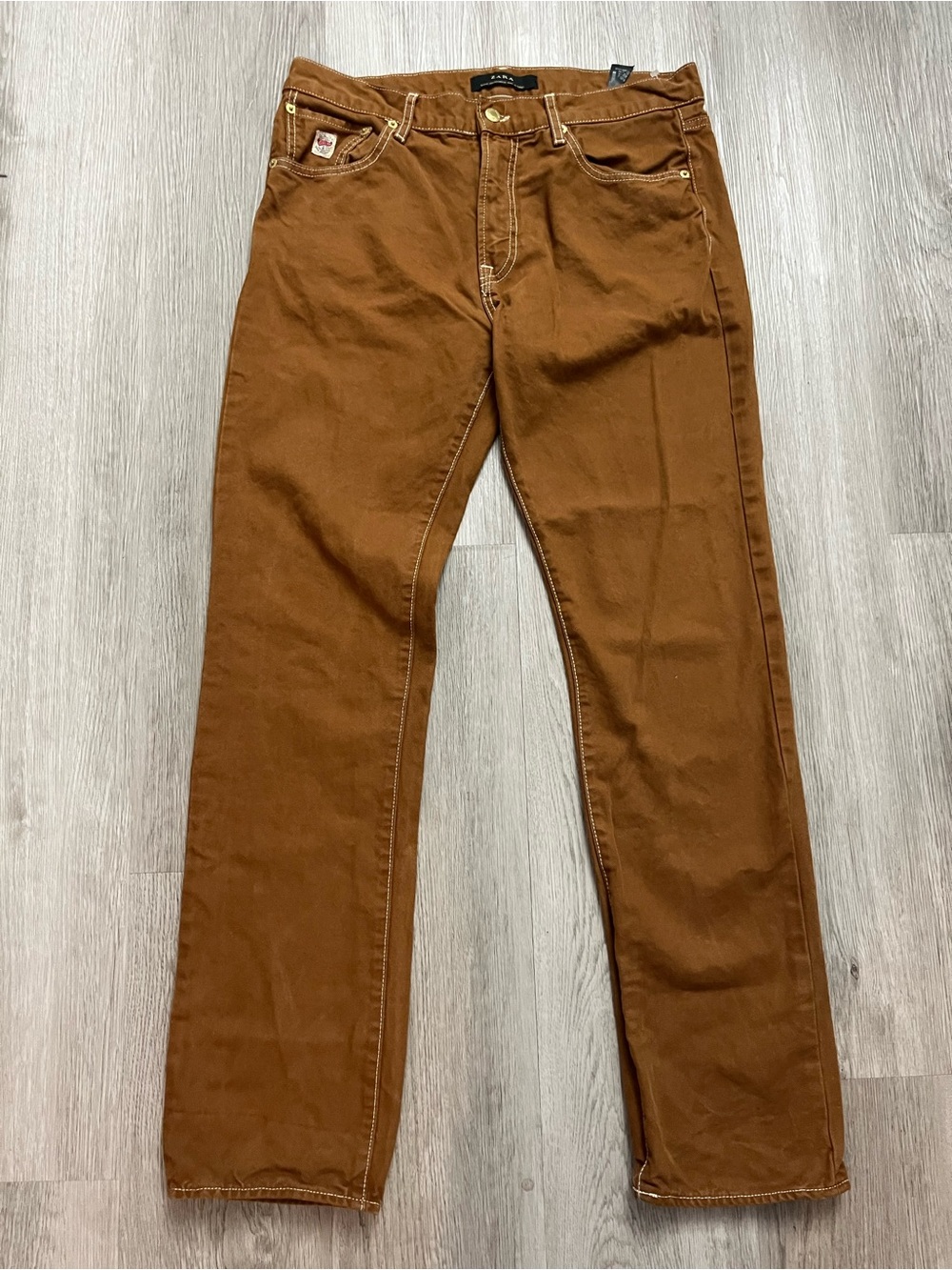 277–Zara Brown Men's Straight-Leg Jeans